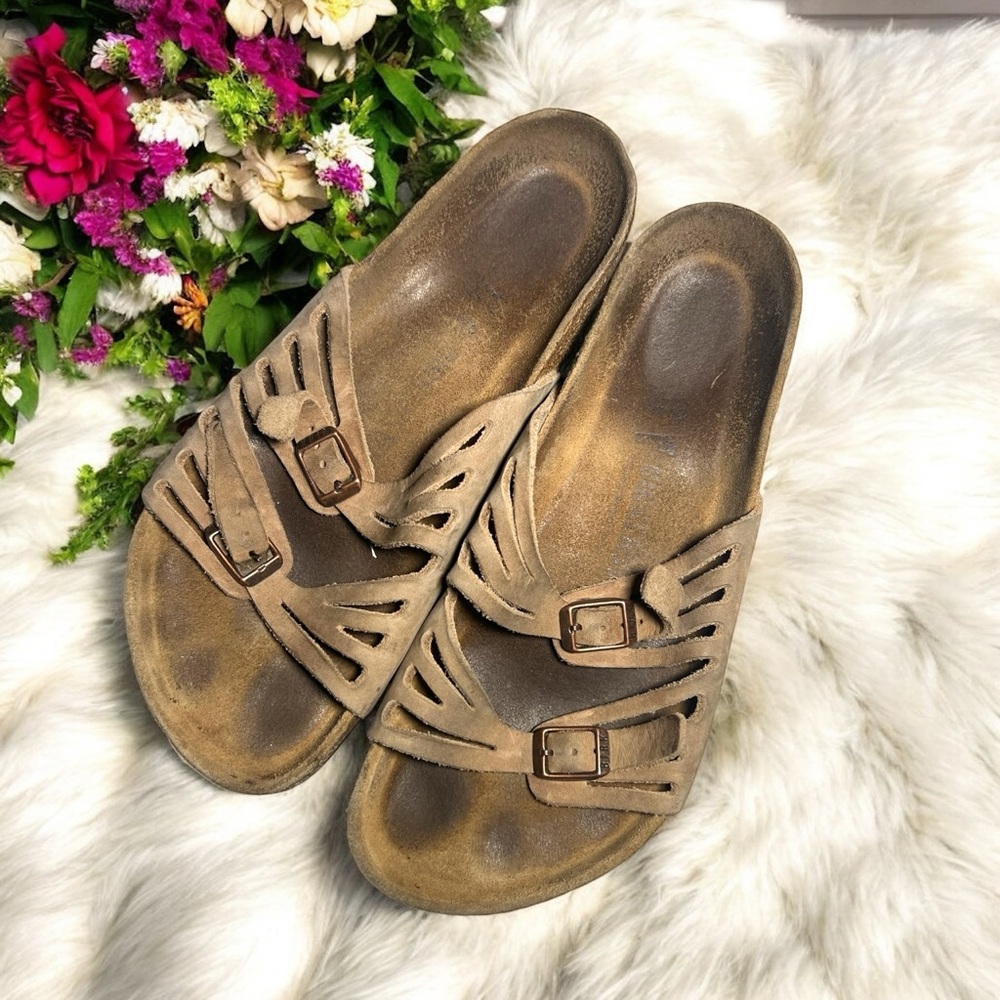 Birkenstock Granada Taupe Leather Suede Sandals